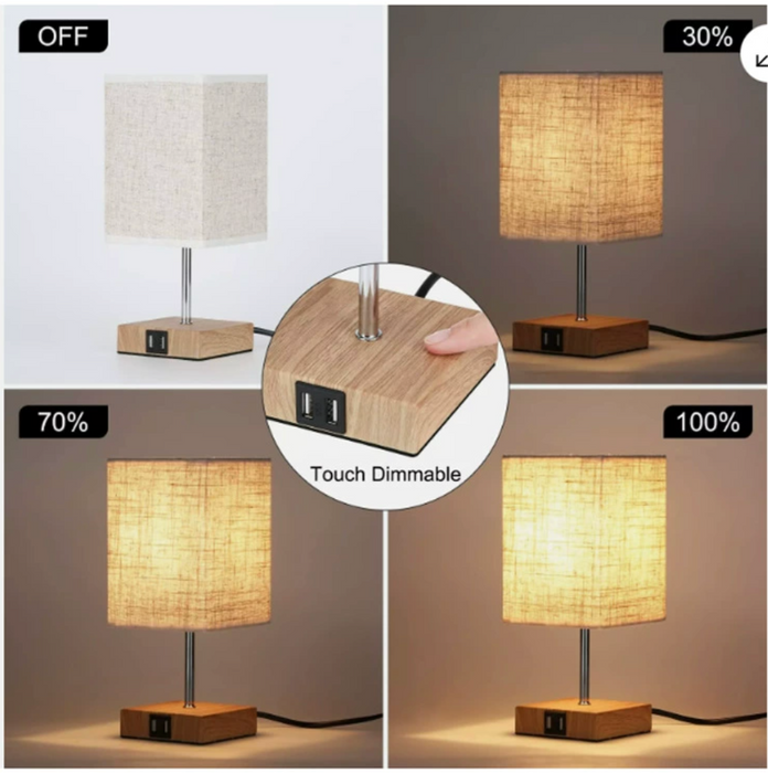 LED skrivebordslampe fra Bedside Lamps - berøringsdimmbar bordlampe med USB- og Type C-port, hurtiglading, øyebeskyttelse - ideell leselys for studenter og langvarige lesere