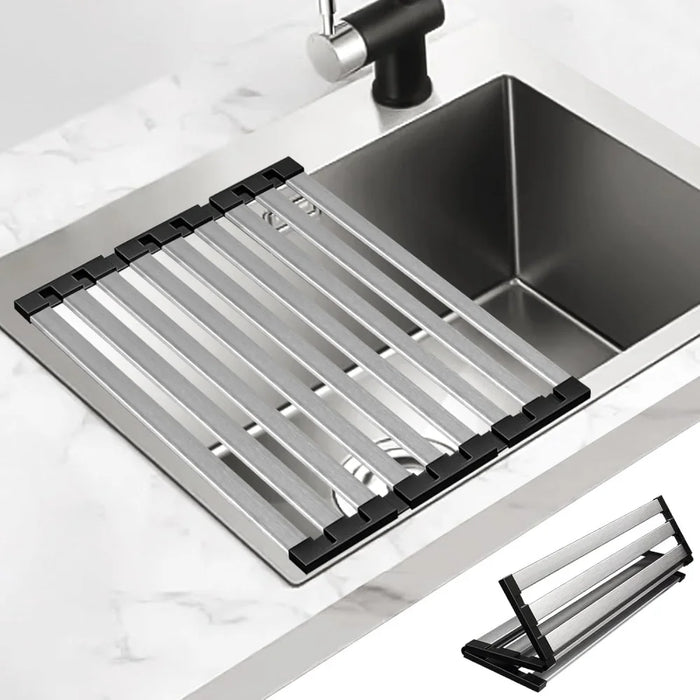 304 Stainless Steel Foldable Sink Drain Rack — Retractable Dish Drainer (S/L)