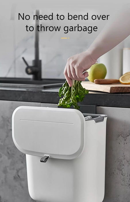 7L/9L Wall-Mounted Lidded Bin for Cabinet Door — Hanging Paper Basket for Kitchen, Bathroom & Living Room