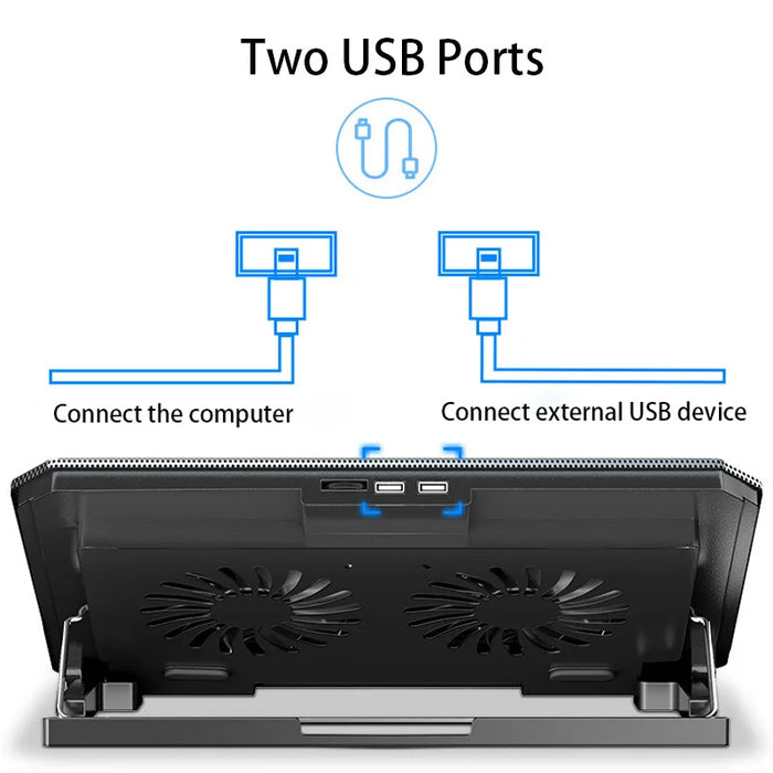 Large Cooling Pad for 12-16 inch Laptops — Dual Fans, USB, Adjustable Speed, Quiet