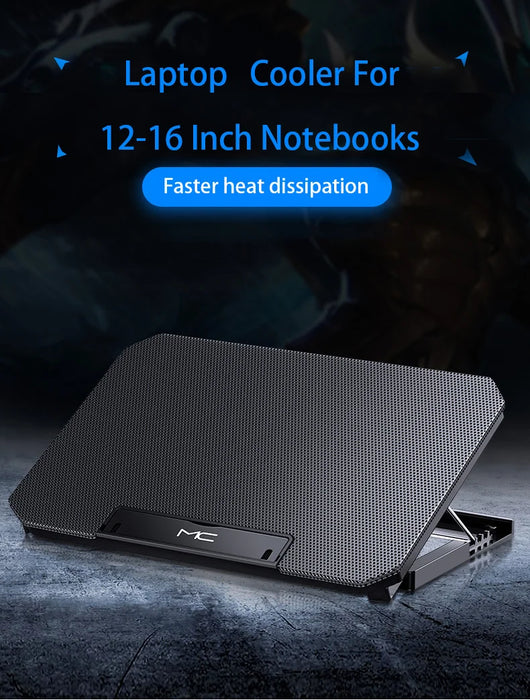 Large Cooling Pad for 12-16 inch Laptops — Dual Fans, USB, Adjustable Speed, Quiet