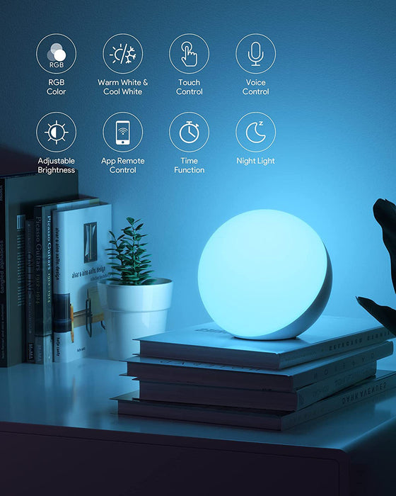 Smart bordlampe dimbar skrivebordslampe - app-/stemmestyrt, LED RGB, fargeskiftende, berøringslampe med britisk plugg - ideell for moderne smarthjem og teknologientusiaster