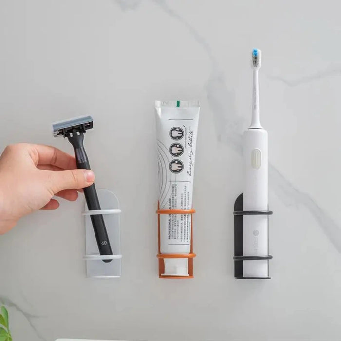 Punch-free Wall-mounted Toothbrush & Razor Holder — Wrought Iron, Self-adhesive