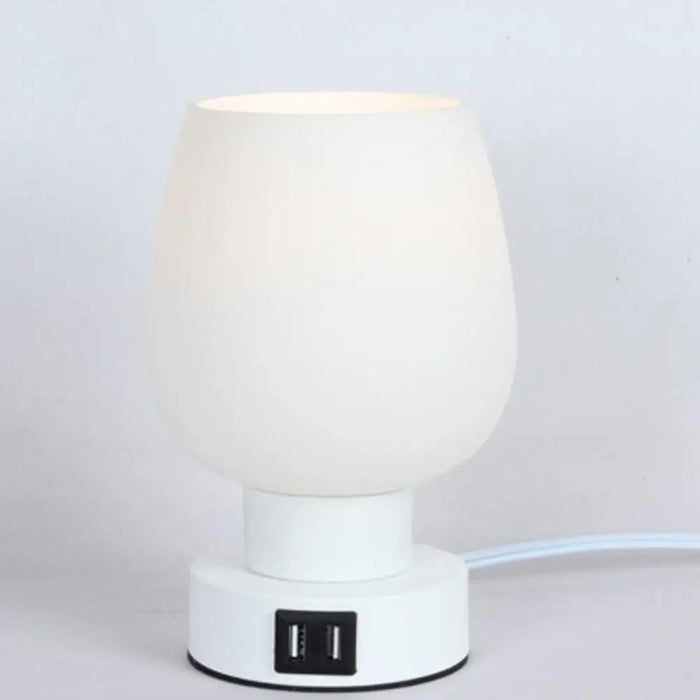 Moderne berøringskontroll LED skrivebordslampe - dimbar, flimmerfri, hvit glasskjerm nattlys - perfekt for enkel belysning ved sengen