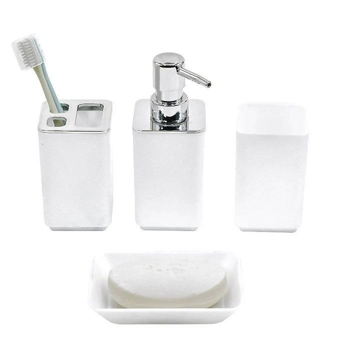8‑Piece Bathroom Organiser Set — Soap Dispenser, Brush, Trash Can & Cup