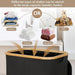 Foldable 2-Section Laundry Hamper with Lid — Bamboo Handles & Removable Bag