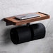 Stainless Steel Toilet & Tissue Roll Holder with Phone Shelf — I/H Style, Black or White