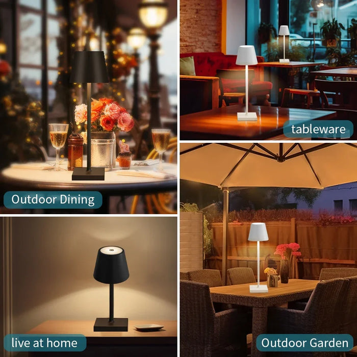 LED Skrivebordslampe - Usb-ladbar, vanntett, trådløs berøring for bar, restaurant, hotellrom - Ideell bordbelysningsløsning for hotell- og restaurantbransjen