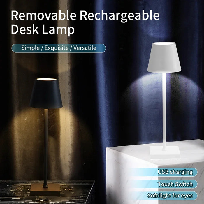 LED Skrivebordslampe - Usb-ladbar, vanntett, trådløs berøring for bar, restaurant, hotellrom - Ideell bordbelysningsløsning for hotell- og restaurantbransjen