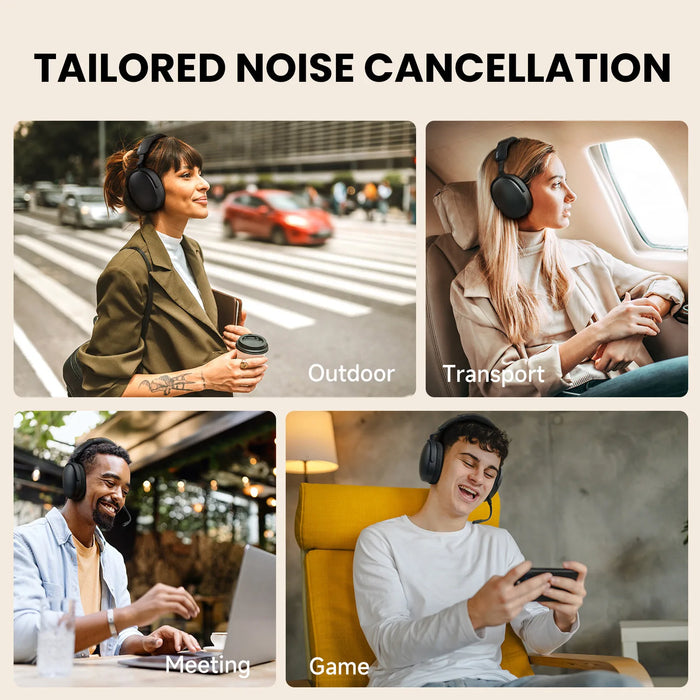 Oneodio SuperEQ A200 - Trådløse Bluetooth 5.4 hodetelefoner med hybrid aktiv støyreduksjon og Hi-Res lyd - Perfekt over-ear headset med 6-mikrofon AI ENC for akustiske entusiaster