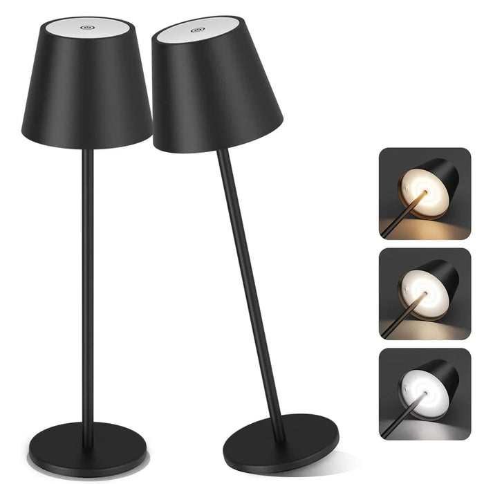 LED oppladbar skrivebordslampe - berøringsbryter bordlamper, 3 fargemoduser, dimmefunksjon - ideell for soverom, stue, bar og middagsdekorasjonsbelysning