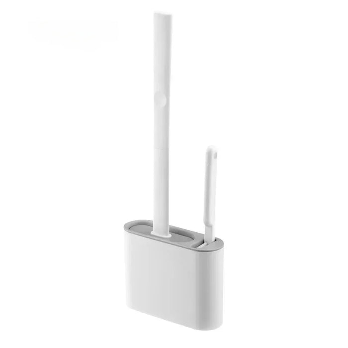 Silicone Toilet Brush Set — Flat Flexible Head with Wall-Mounted Holder