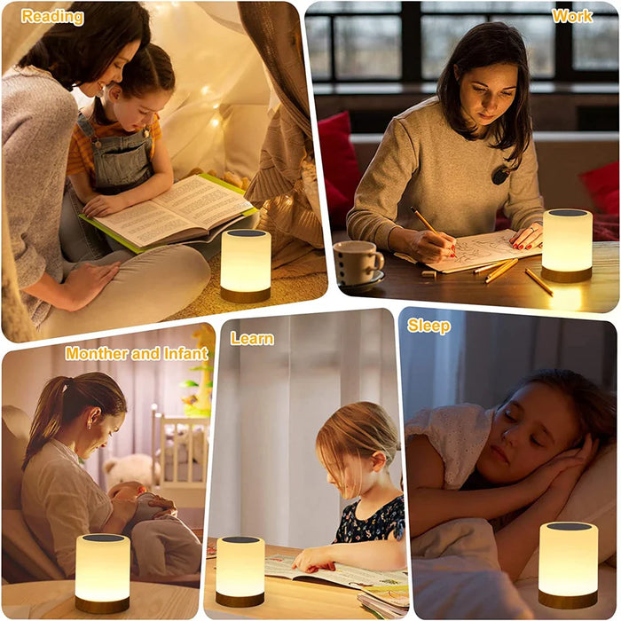 LED-berøringslampe - nattbordslampe med RGB-lys, berøringssensor og bærbar skrivebordslampefunksjon - perfekt belysningsløsning for soverom og gave til barn