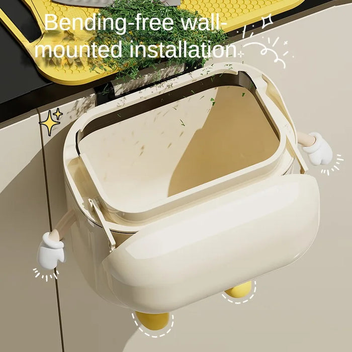 Cream Wall-mounted Kitchen Bin with Lid — 9L / 12L (DIY option)