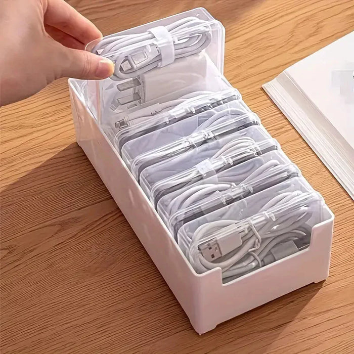 Cable Organiser Storage Box Set — Durable Plastic Cord & Device Storage