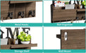 Rustic Wooden Wall-Mounted Organiser with Shelf and 7 Hooks