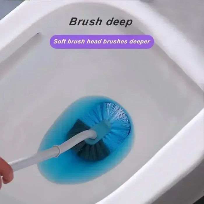 S‑Shaped Wall‑Mounted Toilet Brush, Long Handle, Soft PP Bristles, 39×11cm