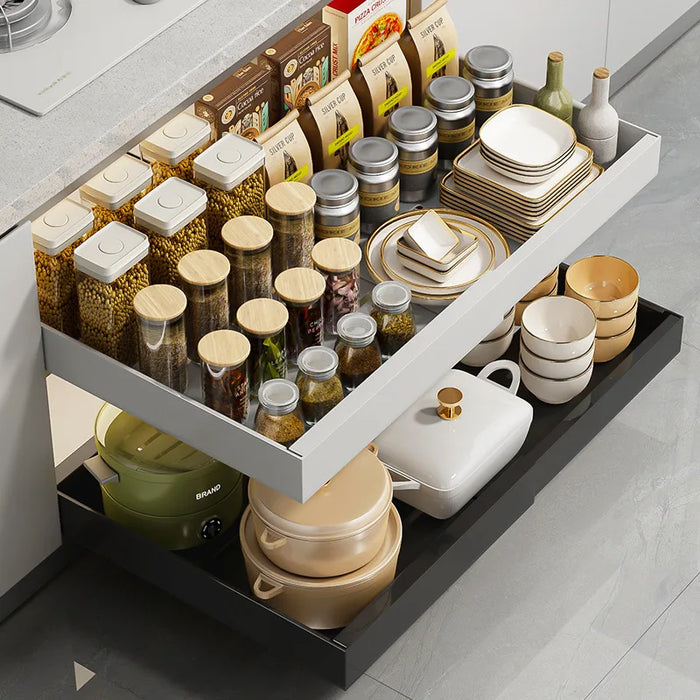 Punch-Free Retractable Pull-Out Storage Basket — 32–52cm Adjustable