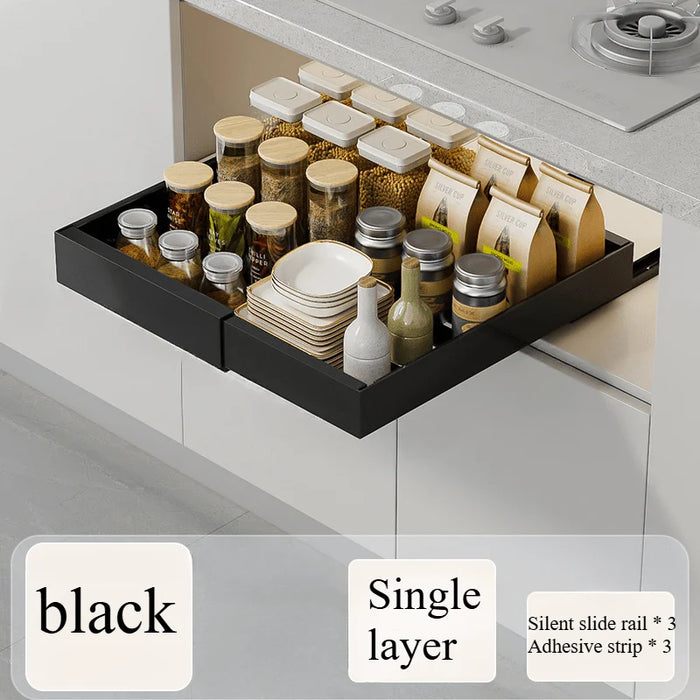 Punch-Free Retractable Pull-Out Storage Basket — 32–52cm Adjustable