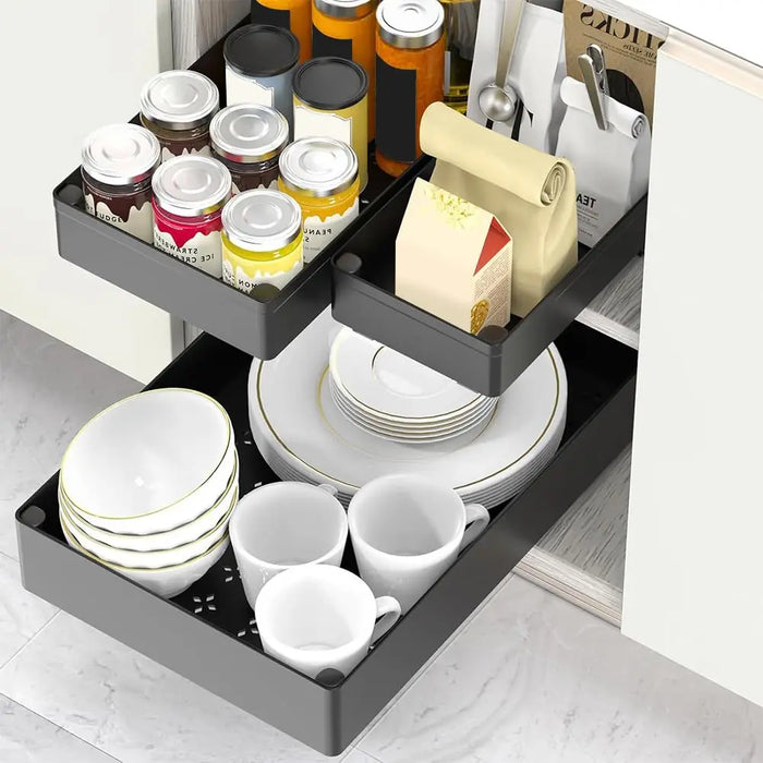 No-Drill Pull-Out Cabinet Organiser — Sliding Drawers for Kitchen & Pantry