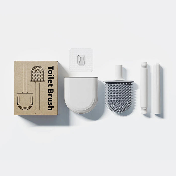 Silicone Toilet Brush with Quick‑Dry Base, Flexible Flat Head and Non‑Slip Handle