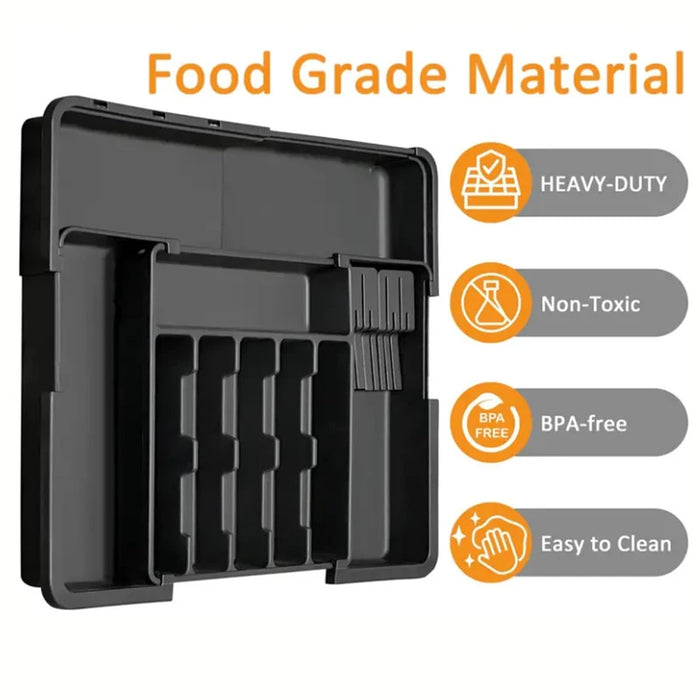 Large Expandable Cutlery Tray – BPA-Free Adjustable Drawer Organiser