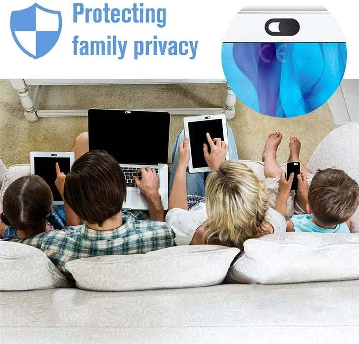 3pc Black Plastic Webcam Cover — Slide Shutter Privacy Shield for Phone, Laptop, Desktop