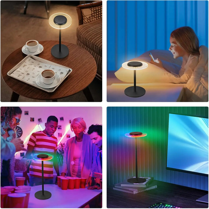RGB Fargeforandrende Trådløs Bordlampe - Berøringskontroll, DIY Dimmbar Skrivebordslampe - Perfekt for Middag, Terrasse, Soveromsmiljøer