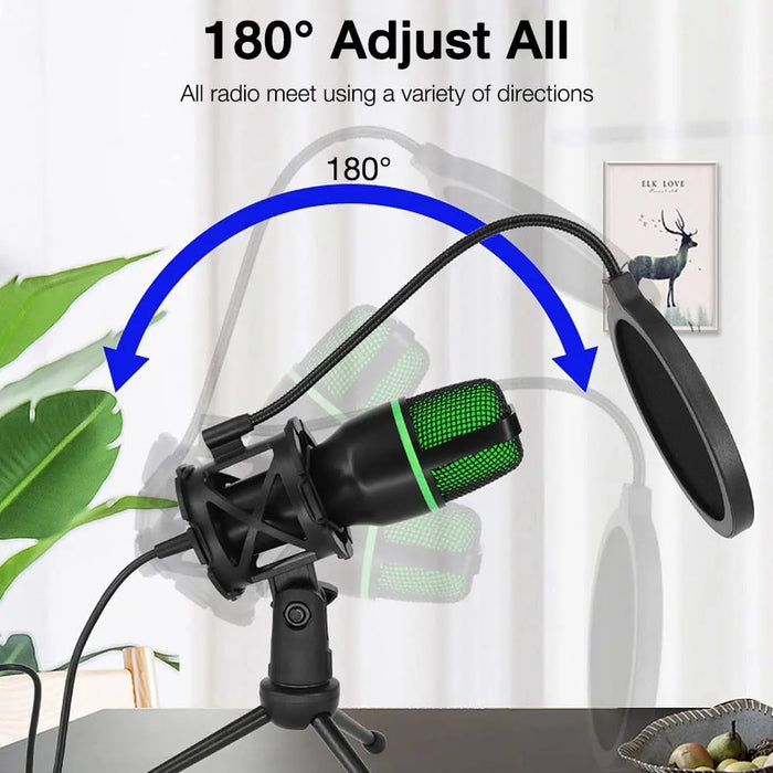 USB Condenser Microphone for PC & Laptop — Wired Streaming, Podcasting & Gaming (RGB option)
