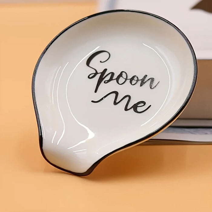 White Ceramic Spoon Holder & Tray – Versatile Kitchen Organiser