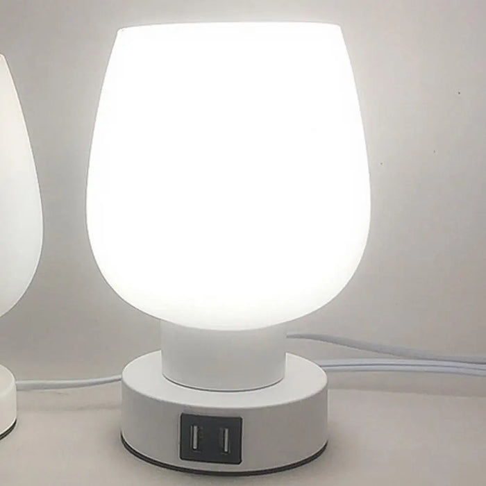 Moderne berøringskontroll LED skrivebordslampe - dimbar, flimmerfri, hvit glasskjerm nattlys - perfekt for enkel belysning ved sengen