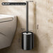 Long‑Handle Aluminium Toilet Brush with Wall‑Mounted Holder — White, Grey or Black