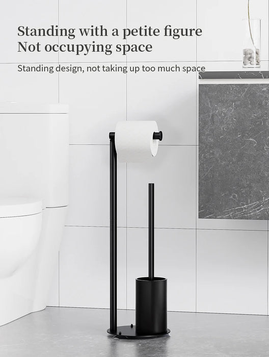 Foldable Floor-Standing Toilet Roll Holder with Reinforced Base, Standalone Dispenser