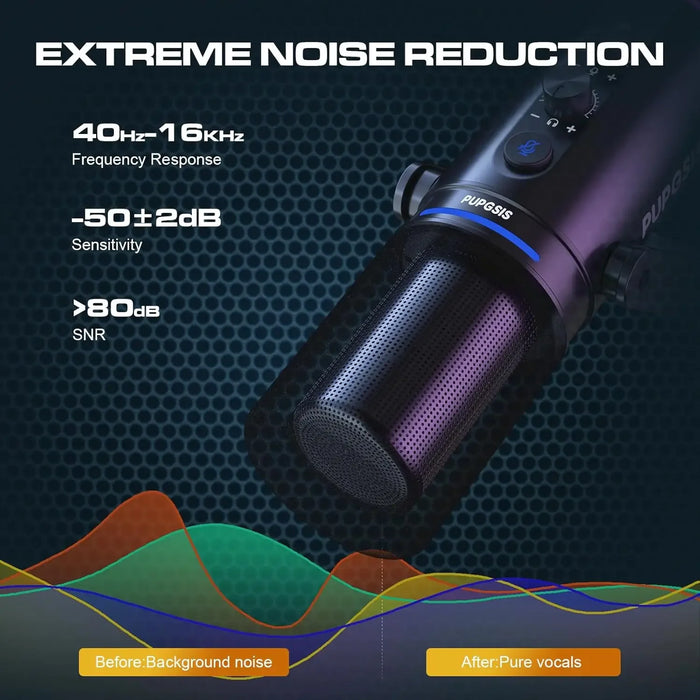 XLR/USB Gaming & Podcast Microphone Kit — Dynamic Mic with Arm, Mute & RGB