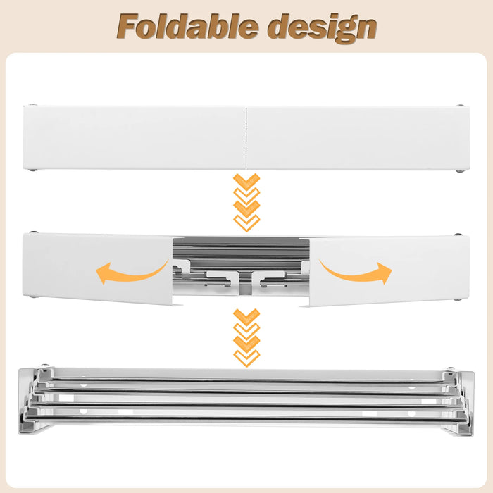 Folding Wall-Mounted Clothes Drying Rack — Retractable, Space-Saving