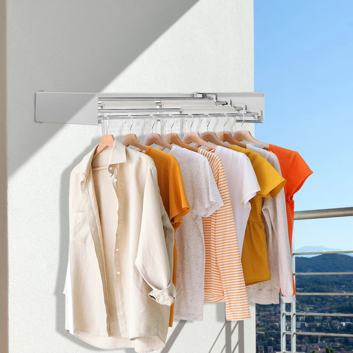 Folding Wall-Mounted Clothes Drying Rack — Retractable, Space-Saving