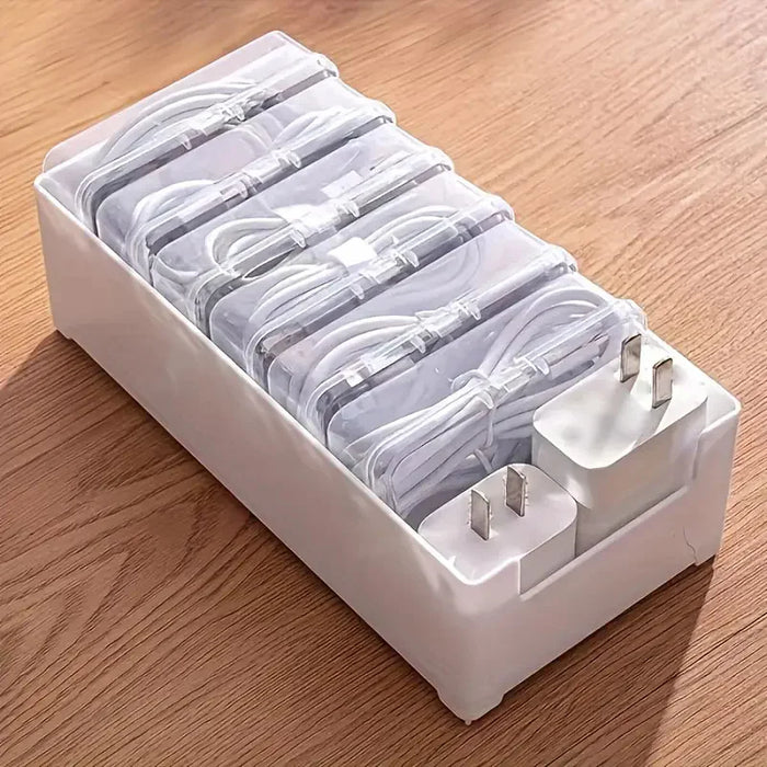 Cable Organiser Storage Box Set — Durable Plastic Cord & Device Storage