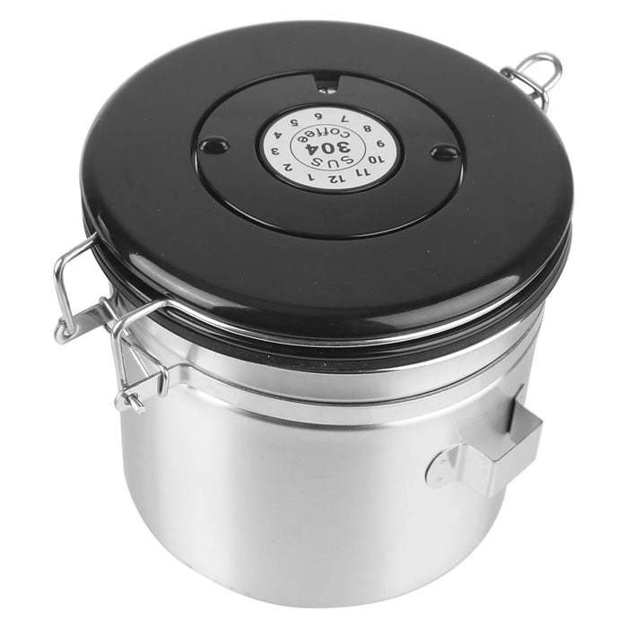 Stainless Steel Coffee Canister with Airtight Lid & CO2 Valve — 1.2L / 1.8L