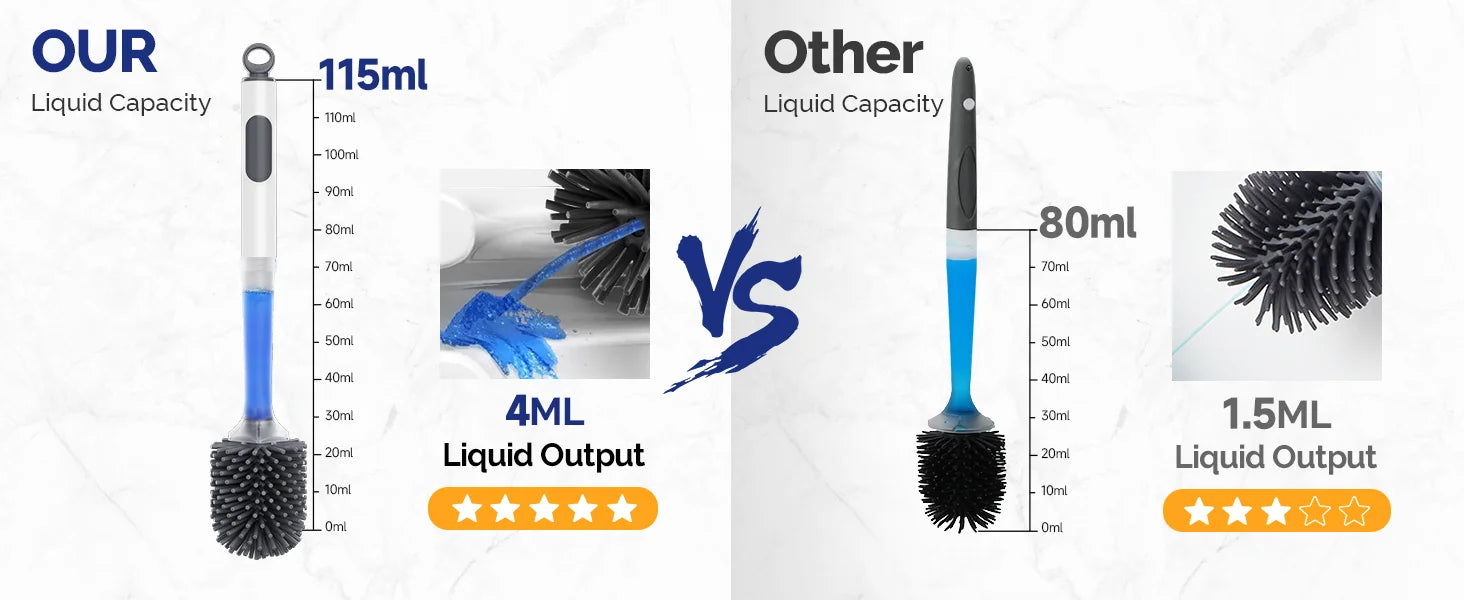Wall‑Mounted Refillable Spray Toilet Brush — 40cm Handle, TPR Silicone, White