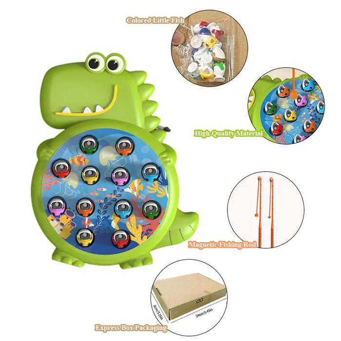 Dinosaur Magnetic Fishing Game — Montessori Rod Toy for 3–6 Years