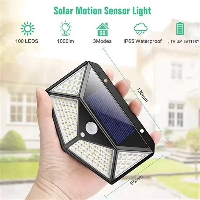 Solenergi LED-lampe - Multifunksjonell sollys drevet spotlight, vanntett, med bevegelsessensor - Ideell for utendørs hagedekorasjon