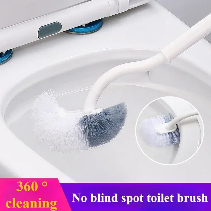 S‑Shaped Wall‑Mounted Toilet Brush, Long Handle, Soft PP Bristles, 39×11cm