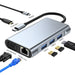 Mechzone BYL-2111 - 7-in-1 Type-C Docking Station USB-C Hub Adapter with USB3.0, 87W PD, 4K HDMI-Compatible, 1080P VGA, RJ45 Gigabit LAN Ethernet - Perfect for PC, Computer, and Laptop Users - Shopsta EU