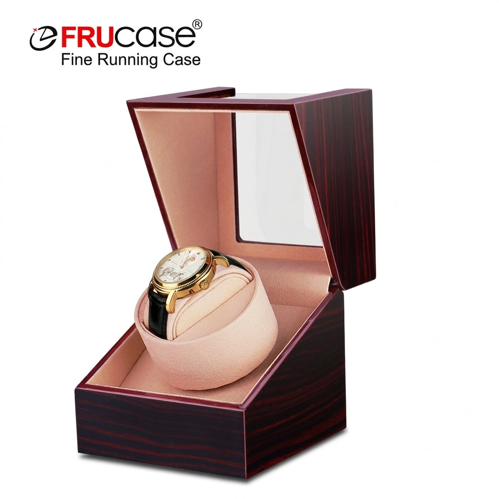 FRUCASE Wooden Watch Winder for Automatic Watches — USB or AA Battery Option