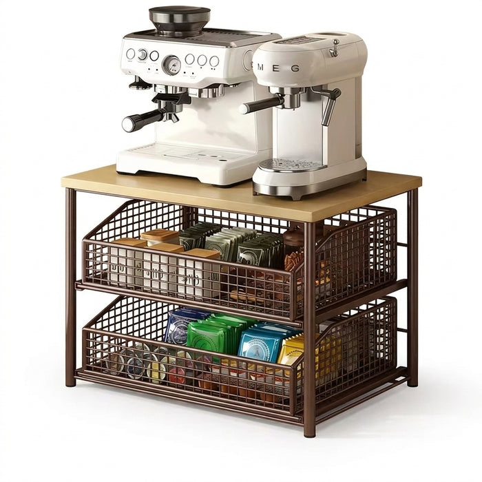 Space-saving Kitchen Countertop Storage Rack with Drawers & Metal Baskets