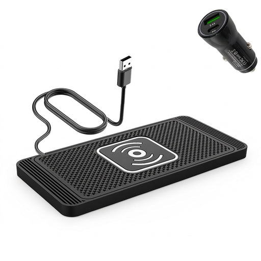 Silicone Car Wireless Charging Pad — Non‑Slip 15W Qi Fast Charger for iPhone, Samsung & Xiaomi