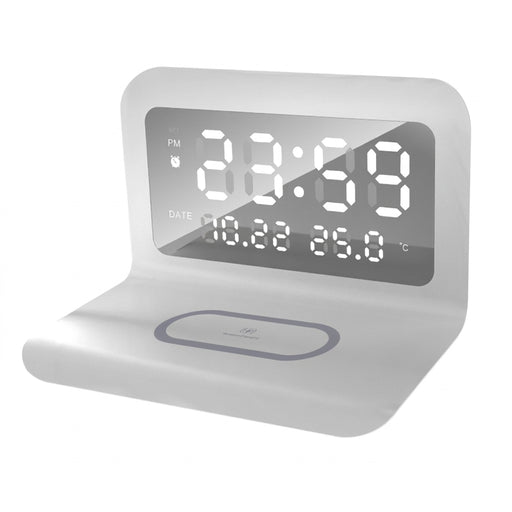 15W Qi Wireless Charger Stand with Alarm Clock & Thermometer (USB-C)