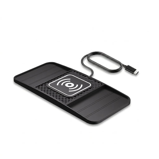 15W Fast Wireless Charging Pad – Non-slip Car Mat, USB-powered (Type-C or USB)